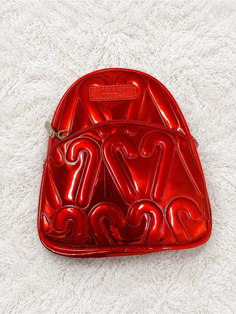 Bath & Body Works Mini Candy Swirl Backpack Red Glossy Mini Bag